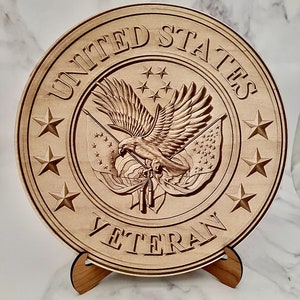 US Veteran Emblem - 3D Illusion Laser Engraved