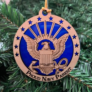 Proud Navy Parent, Navy Emblem Ornament,  Military Ornament, Navy Ornament, Navy Parent Ornament, Navy Christmas