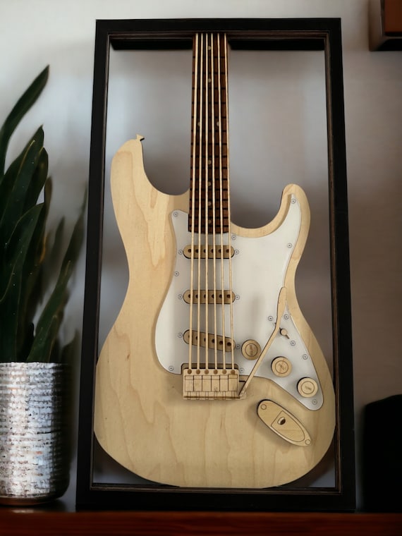 Guitar Wall Art, Electric Strat Style, Gift for Guitar Player, Gift for Music Lover, Wood Guitar, Fathers Day Gift, Personalized Guitar Gift