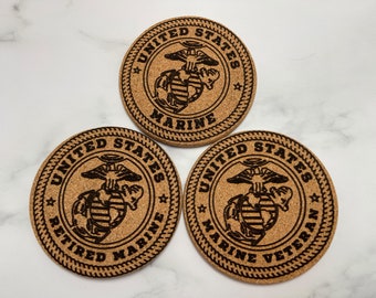 Posavasos Marine Corps - Juego de 4 posavasos de corcho