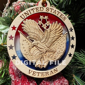 US Veteran Ornament - Digital File for Laser Engraving, Glowforge, XTool, CO2 laser, Diode Laser