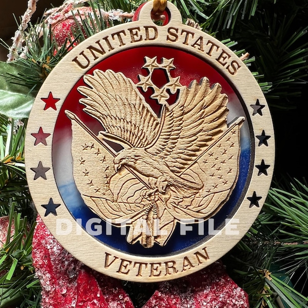 US Veteran Ornament - Digital File for Laser Engraving, Glowforge