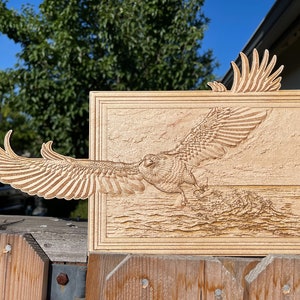 Eagle with Fish - 3D Illusion Laser Engraved