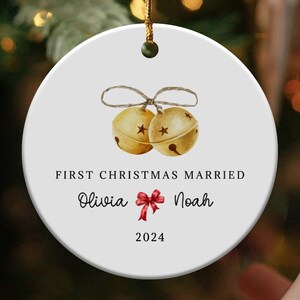 Personalized First Christmas Married Ornament, Custom Wedding Christmas Ornament, Newlywed Gift, Gift for Couple, Just Married Gift