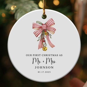 Personalized First Christmas Ornament Our First Christmas Mr and Mrs Ornament Custom Wedding Ornament Gift Engagement Just Married Gift