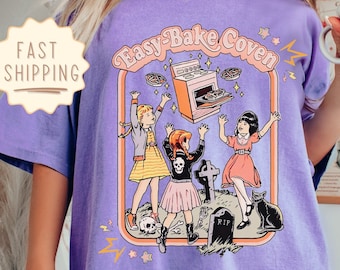 Easy Bake Coven Shirt, 90s Horror Movie Fan Oversized Vintage T Shirt, Halloween Tee, Comfort Colors, Plus Size Halloween, Witchy Vibes Tee
