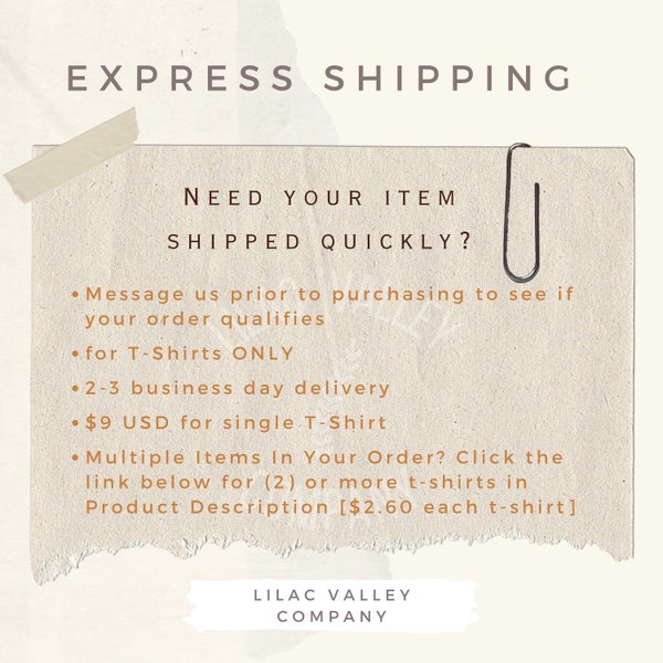 Express Shipping For Single T-Shirt