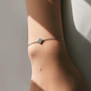 Diamond clover charm chain bracelet in sterling silver