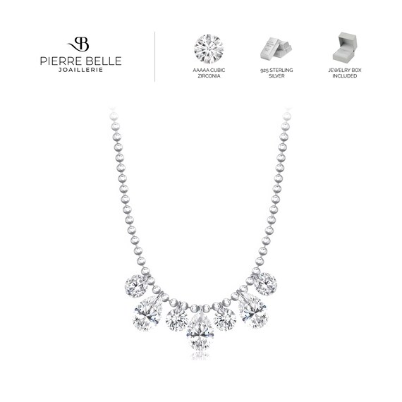 Inateannal Collana da sposa in cristallo Orecchini Set Collana con strass Y Lariat Orecchini pendenti con nappe in cristallo Collana girocollo tennis in oro Gioielli sposa Collana zirconi cubici Set