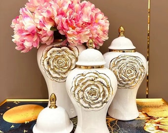European style electroplated golden ceramic general jar, vase decoration, light luxury