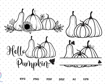 Pumpkin floral svg, Pumpkin svg, Floral svg, Pumpkin fall svg, Thanksgiving svg, Fall svg, Autumn Svg Files,  pumpkin Bundle Svg Cut files.
