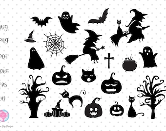 21 Halloween Bundle Svg, Halloween Witch Svg, Halloween Ghost, Pumpkin,Cat Svg , Cut Files, Halloween svg files for cricut and silhouette,