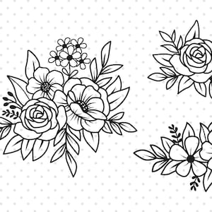 Flower Svg Bundle, Flower Svg, Flower Bouquet Svg, Floral Svg, Flower Border Svg, Flower Clipart, Botanical Svg, Floral Wedding svg design.