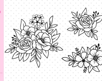 Blumen Svg Bundle, Blumen Svg, BlumenStrauß Svg, Blumen Svg, BlumenRand Svg, Blumen Clipart, Botanisches Svg, Floral Wedding Svg Design.