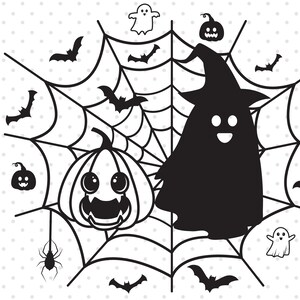 Halloween Svg, Kids Halloween Svg, Ghost, Pumpkin, Spiderweb, Spider, Halloween Cut Files, Halloween svg files for cricut and silhouette.