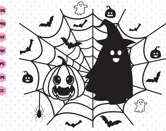 Halloween Svg, Kids Halloween Svg, Ghost, Pumpkin, Spiderweb, Spider, Halloween Cut Files, Halloween svg files for cricut and silhouette.