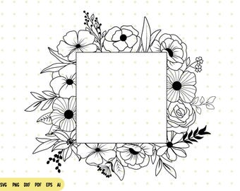 Flower svg, Flower wreath svg, Flower border svg, Floral Frame Svg cricle monogram svg, Flower frame, Flower svg files for cricut, Svg, Png.
