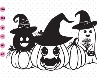 Halloween Svg, Pumpkin witch hat Svg, Halloween Pumpkin Svg, Ghost Svg, Halloween svg files for cricut and silhouette, Pumpkin, Ghost.