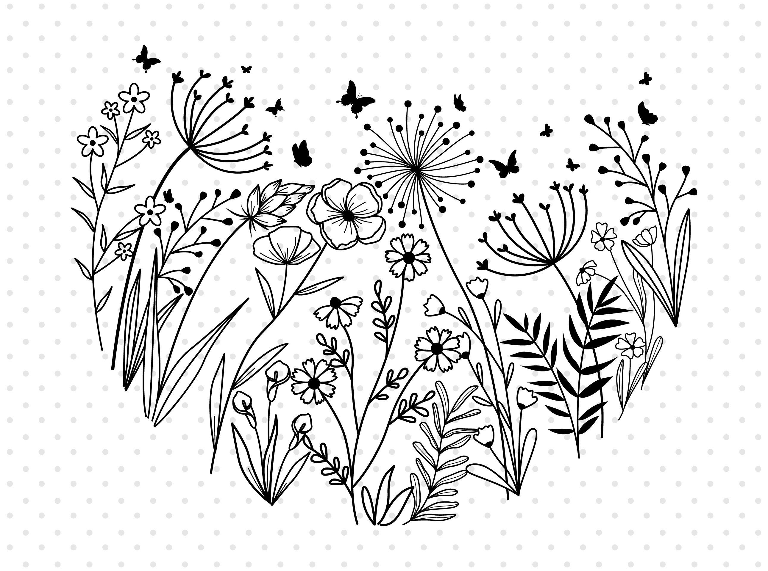 Flower Meadow Svg Wildflower Svg Flower Svg Wildflower Etsy Australia