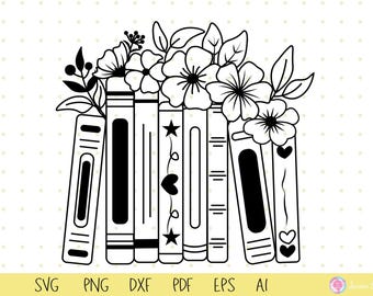 Book Flower Svg Design, Book Svg, Floral Book Svg, Reading Book Svg, Book Lovers Svg, Book With Flower Svg, Library Svg, Teacher Shirt Svg.