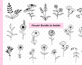 Wildflower svg bundle,hand Drawn Wildflowers Svg, Floral svg bundle, Instand download, Wildflower Cut File, Cricut and Silhouette,Flower Svg