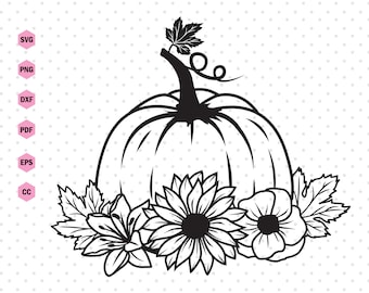 Pompoen bloemen svg, Pompoen svg, Bloemen svg, Pompoen herfst svg, Thanksgiving svg, Herfst svg, Herfst Svg Files, Bloemen pompoen Svg Design.