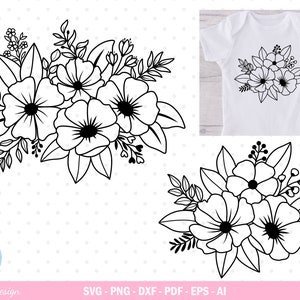 Flower Svg, Floral bouquet Svg, Floral Svg, Flower Svg, Floral wedding Svg, Flower Clipart, Flowers, Floral ornaments, Svg Files for cricut.