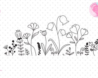 Wildflowers Svg, Flower Svg, Wild Flower Svg, Flower Svg For Cricut And Silhouette, Wildflowers Svg Cut File, Wildflower Meadow Border Svg