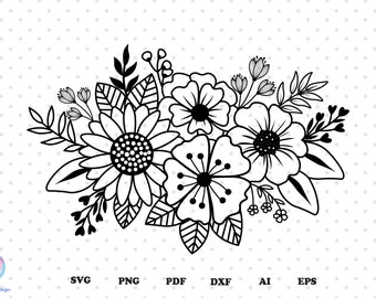 花の SVG、花の花束 SVG、花の花束 PNG、花の SVG、花のウェディング SVG、花のクリップアート、花の装飾品、cricut 用の SVG ファイル。