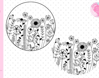 Wildblumen Svg, Wildblumen Wiesenrand svg, Blumen svg, BlumenRand Svg, Blumen Clipart, Wildflower svg Clipart, Blumen svg Schnittdateien.