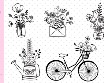 Flower Svg Bundle, Flower Svg, Flower Bouquet Svg, Flowers,Wildflower Svg Bundle,Flower Clipart, Botanical Svg, Flower Svg Files For Cricut.