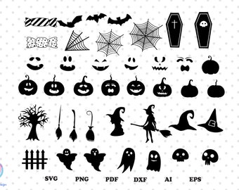 40 Halloween Bundle Svg, Kinder Halloween Svg, Halloween Geist, Kürbis, Fledermaus Svg, Cut Files, Halloween svg Dateien für Cricut und Silhouette,