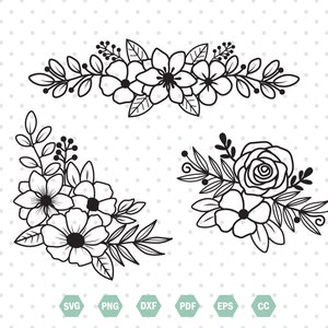 Flower Svg Bundle, Flower Svg, Flower Bouquet Svg, Flowers, Flower Border Svg, Flower Clipart, Botanical Svg, Flower Svg Files For Cricut.