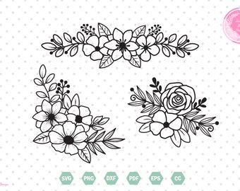 Flower Svg Bundle, Flower Svg, Flower Bouquet Svg, Flowers, Flower Border Svg, Flower Clipart, Botanical Svg, Flower Svg Files For Cricut.