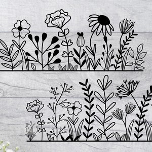 Wildflowers Svg, Flower Svg, Wild Flower Svg, Flower Svg For Cricut And Silhouette, Wildflowers Svg Cut File, Wildflower Meadow Border Svg