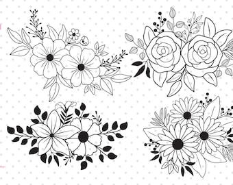 Flower Svg Bundle, Flower Svg, Flower Bouquet Svg, Flowers, Flower Border Svg, Flower Clipart, Botanical Svg, Flower Svg Files For Cricut.