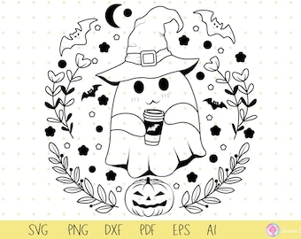 Fantasma espeluznante Svg, Halloween Svg, Otoño Png, Calabazas Svg, Lindo FantasmaSvg, Fantasma PNG, Fantasma de Halloween Png, Ghouls, Diseño de camiseta para sublimación.