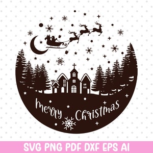 Christmas Scene Svg,Santa Svg,Merry Christmas Svg,Christmas Town Svg,Santa Village Svg,Christmas Scene Svg For Cricut.Christmas Decorration.