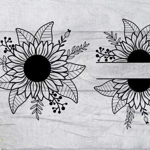 Girassol SVg, Pacote de flores, Camisa de flores Svg, Pacote de girassol Svg, Girassol Split Svg, Arquivo Svg para Cricut, Girassol Png, Arquivo de corte Svg.