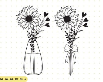 Sunflower Bouquet , Sunflower Svg, Bouquet Svg, Flower Svg, Floral Svg, Flower clipart, floral tattoo svg, svg file for cricut, svg