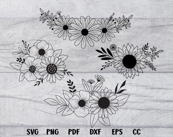 Flower Svg Bundle, Flower Svg, Flower Bouquet Svg, Flowers, Flower Border Svg, Flower Clipart, Botanical Svg, Flower Svg Files For Cricut.
