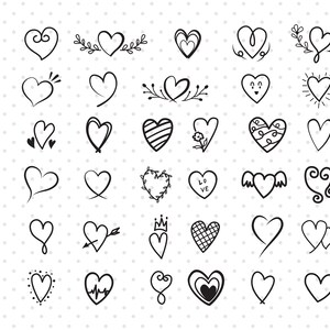 34Heart Svg, Hand drawn doodle heart shape svg files, Valentine, Love, Heart svg bundle, Heart svg files for cricut, Svg, Png, Dxf.