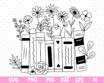 Book Flower Svg Design, Book Svg, Floral Book Svg, Reading Book Svg, Book Lovers Svg, Book With Flower Svg, Library Svg, Teacher Shirt Svg.