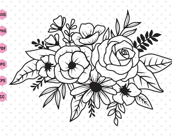Floral Svg, Floral bouquet Svg, Floral Bouquet Png, Flower Svg, Floral wedding Svg, Flower Clipart, Floral ornaments, Svg Files for cricut.