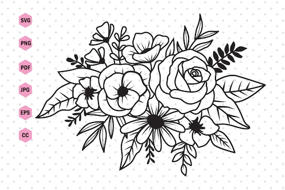 Floral Svg, Floral bouquet Svg, Floral Bouquet Png, Flower Svg, Floral wedding Svg, Flower Clipart, Floral ornaments, Svg Files for cricut.
