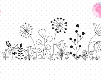 Wildflowers Svg, Flower Svg, Wild Flower Svg, Flower Svg For Cricut And Silhouette, Wildflowers Svg Cut File, Wildflower Meadow Border Svg
