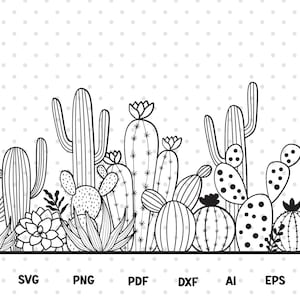 Cactus svg , cactus border svg, cactus svg clipart, succulent svg, cactus svg pour chemises, cactus png, plantes svg, fichiers cactus pour cricut.