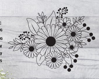 Blumen svg, Blumen svg, Blumen svg, Blumen Hochzeit svg, Handgezeichnete Blume Svg, Daisy Svg, Blumen svg Cut Datei, Druck, Blumen Svg Datei