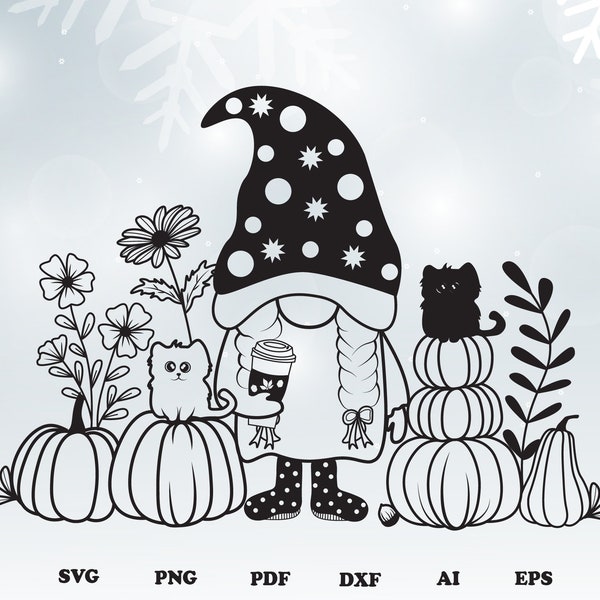 Otoño Gnomo Svg, Gnomo png. Imágenes prediseñadas de Gnome, Calabaza Svg, Archivo Gnome Svg para cricut, Otoño svg, Otoño svg, Acción de Gracias svg, png, Hallo Fall