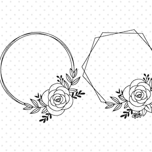 Flower frame SVG files, Flower wreath Svg, Wreath Svg, Floral Frame Svg Clipart, Monogram Frame, Wreath, Svg files for cricut and silhouett.